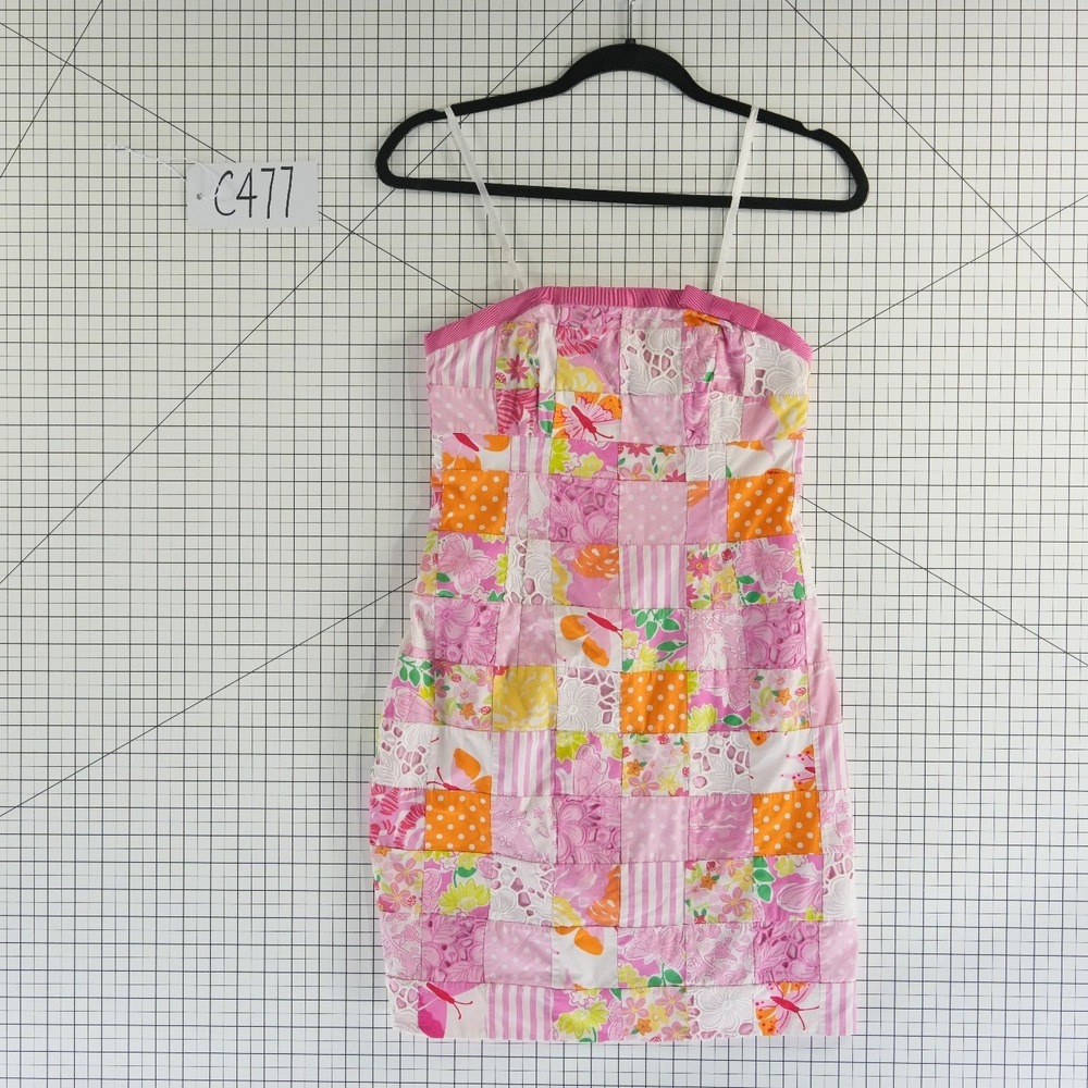 Lilly Pulitzer Dress Women's Size 0 Pink Orange Patchwork Floral Strapless‎ Mini - Picture 6 of 6